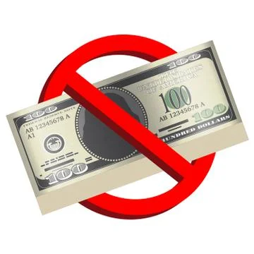 100 usd banknote vector in prohibition sign Stock Illustration