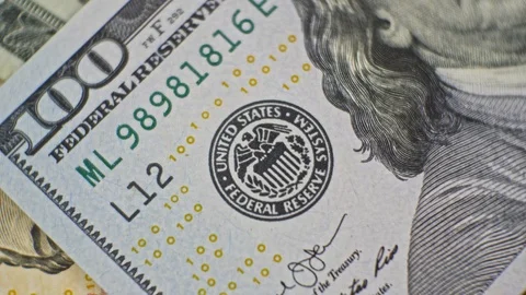 100 USD currency details close up Vídeo Stock 125620751