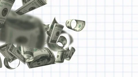100 USD flying animation in white Grid background Stock Footage 321335432