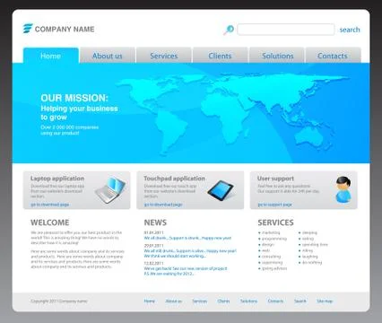 100% vector. 2011 modern website template. Illustrazione stock