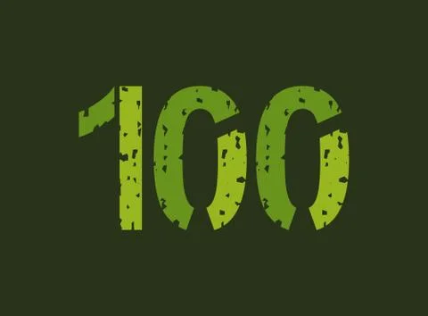 100 vector number made of grungy, grunge texture. Rubber stamp imprint style. Stock Illustration