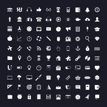 100 vector universal icons Illustrazione stock