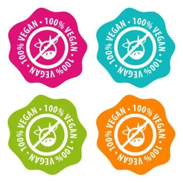 100% vegan Badges. Eps10 Vector. Stock Illustration