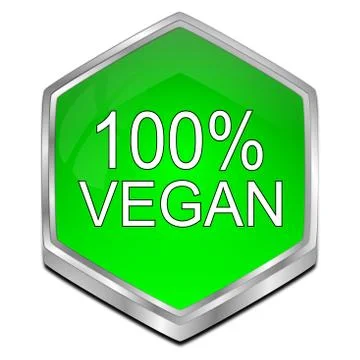 100% Vegan Button - 3D illustration Illustrazione stock
