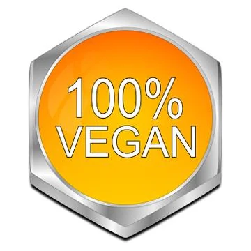 100% Vegan Button - 3D illustration Stock Illustration