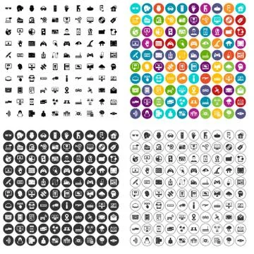 100 virtual icons set vector variant Stockillustratie