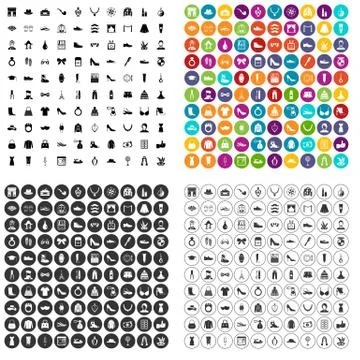 100 vogue icons set vector variant イラスト素材