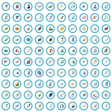 100 web development icons set, isometric 3d style Illustrazione stock