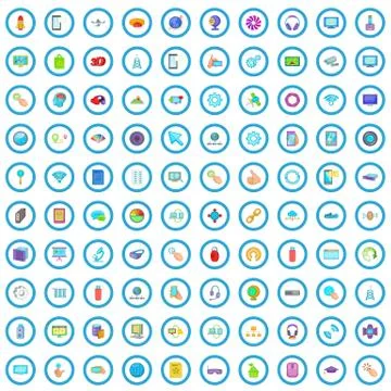 100 web development icons set, cartoon style Illustrazione stock