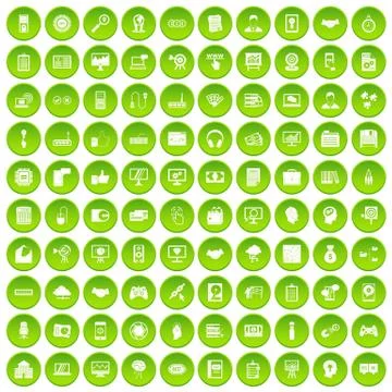 100 webdesign icons set green circle 스톡 일러스트