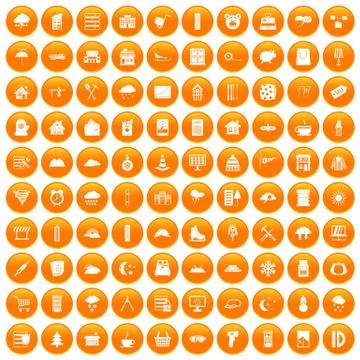 100 windows icons set orange Illustrazione stock