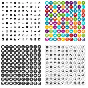 100 windows icons set variant Illustrazione stock
