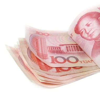 100 word, stack of 100 yuan bills Stock Photos