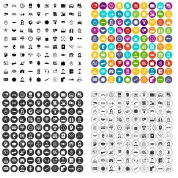 100 working hours icons set vector variant Illustrazione stock