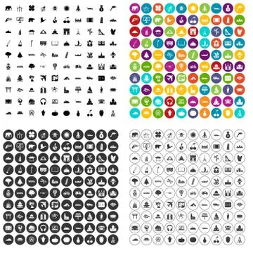 100 world icons set vector variant Stock-Illustration