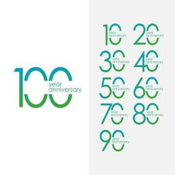100 Year Anniversary Set Vector Template Design Illustration Stock Illustration