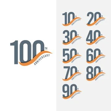 100 Year Anniversary Set Vector Template Design Illustration Stock Illustration