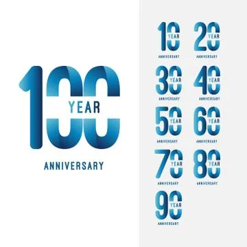 100 Year Anniversary Set Vector Template Design Illustration Stock Illustration