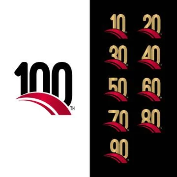 100 Year Anniversary Set Vector Template Design Illustration Illustrazione stock