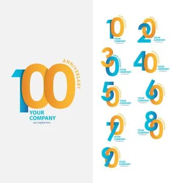 100 Year Anniversary Set Vector Template Design Illustration Stock Illustration