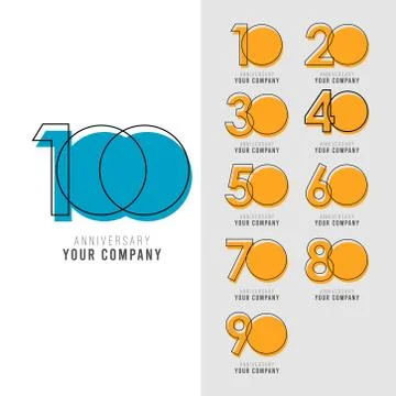 100 Year Anniversary Set Vector Template Design Illustration Stock Illustration