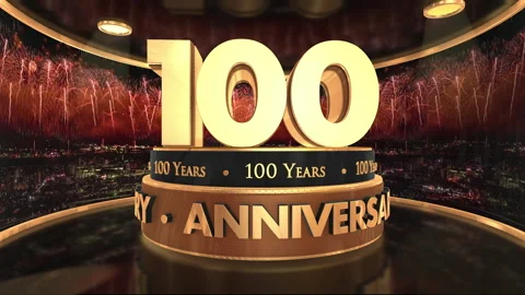 100 Years Anniversary Opener 3D Gold Stock Footage