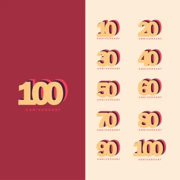 100 Years Anniversary Set Vector Template Design Illustration Illustrazione stock