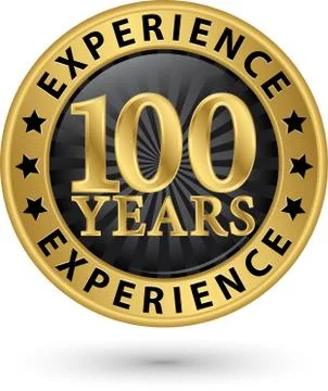 100 years experience gold label, vector illustration Illustrazione stock