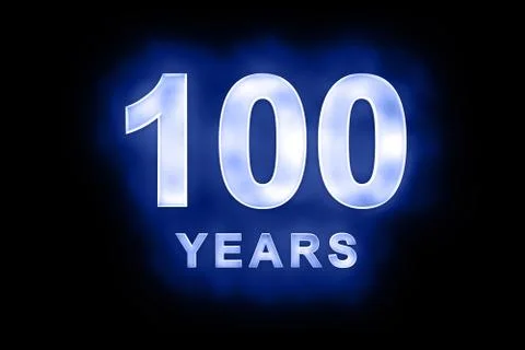 100 years text with blue glow Stock Illustration