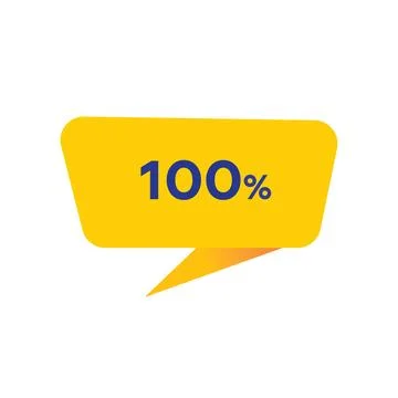100% - Yellow Speech Bubble. Button, Sign, Label, Icon, Tag, Badge. Web Concept. Stock Illustration