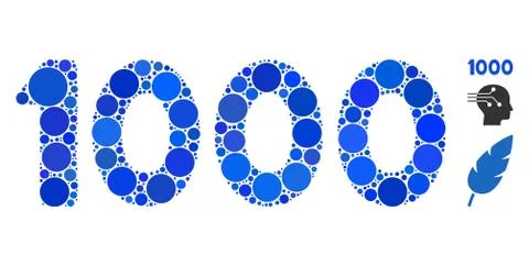 1000 Digits Text Composition Icon of Circles 스톡 일러스트