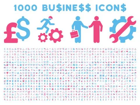 1000 Flat Vector Business Icons Stock Illustration