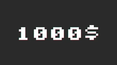 1000$ glitch icon animated. Stock Footage 167874140