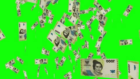 1000 INDONESIAN RUPIAH notes falling Gre... | Stock Video | Pond5