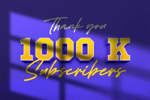 1000 K subscribers celebration greeting banner with Extrude Design Stock Illustration