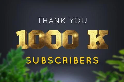 1000 K subscribers celebration greeting banner with Brass Design Stock Illustration