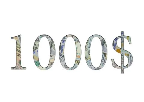 $ 1000. Us dollar banknotes. The texture of the money. Isolated on white back Stock Photos