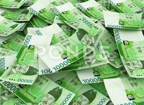 10,000 won south korean bills Stock Photos