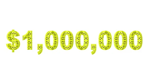 $1000000 one million dollars glassy golden 3D render text object 4K seamless Stock Footage 162729381