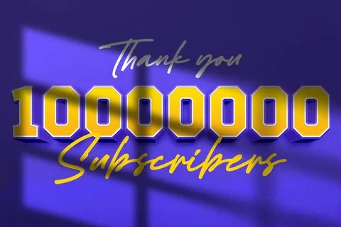 10000000 subscribers celebration greeting banner with Extrude Design Stock Illustration