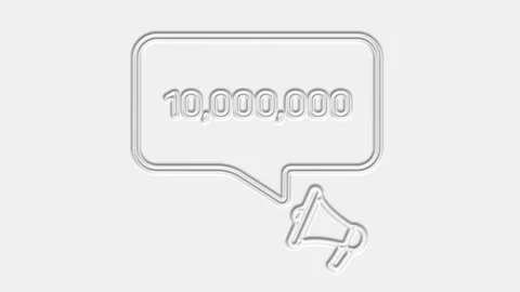 10000000 subscribers text. Megaphone with number ten million speech bubble Stock Footage 165782563