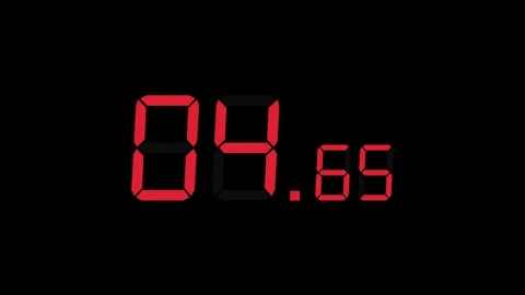 10.00s Countdown Timer – Large Seconds, Small Milliseconds, Red on Black Vídeo Stock 311795678