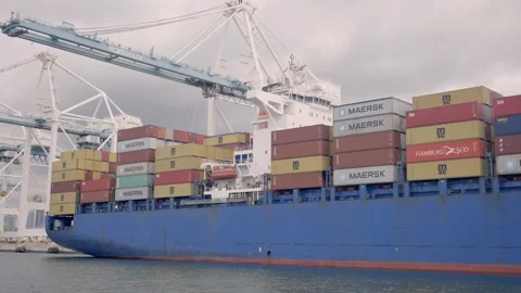10/07/2023 Cargo ship container in Miami Florida port Stock Footage 264344544