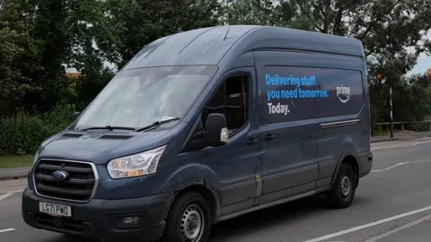 100fps at 50fps. Amazon delivery van. Hull.UK 29.5.2026 Stock Footage 335926918