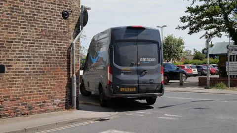 100fps at 50fps. Rear. Amazon delivery van. Hull.UK 29.5.2026 Stock Footage 335927890