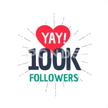 100k followers achievement in social media Stock Illustration