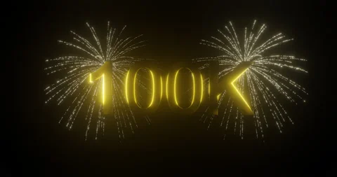 100K golden text with fireworks Stock Footage 220570620