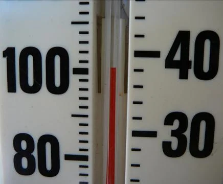 101 degrees on thermometer Stock Photos