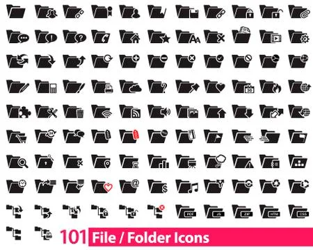 101 File and Folder vector icons illustration Stock Illustration