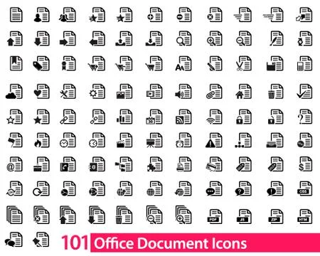 101 office document icons vector illustration Stock Illustration